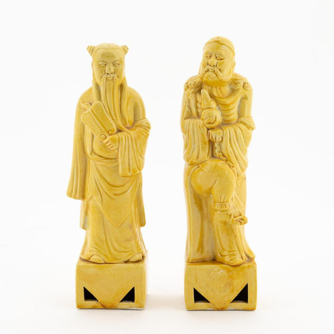 PR CHINESE YELLOW GLAZE PORCELAIN IMMORTAL FIGURES (1 of 7)