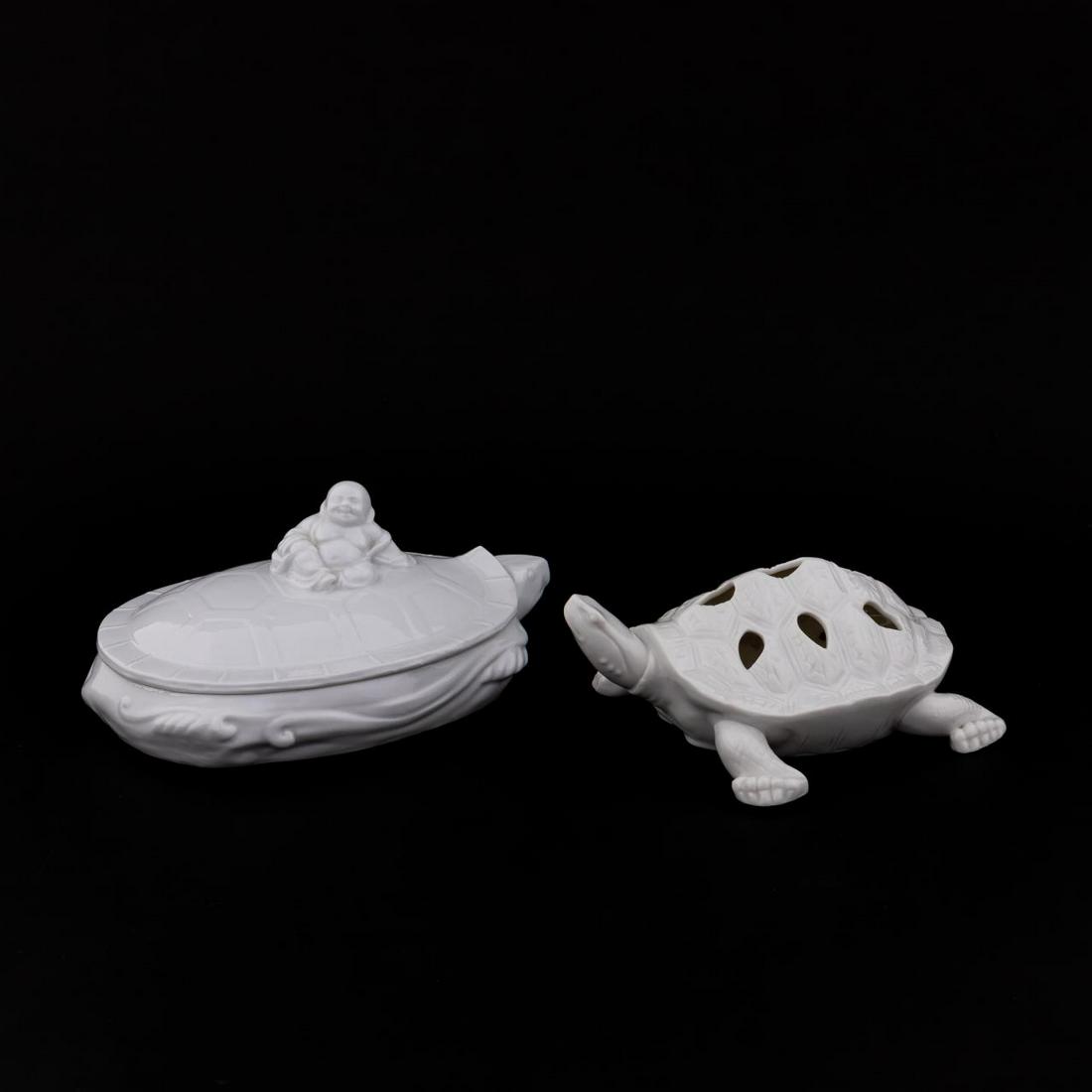 TWO PIECES, BLANC DE CHINE TURTLE VESSELS (1 of 7)