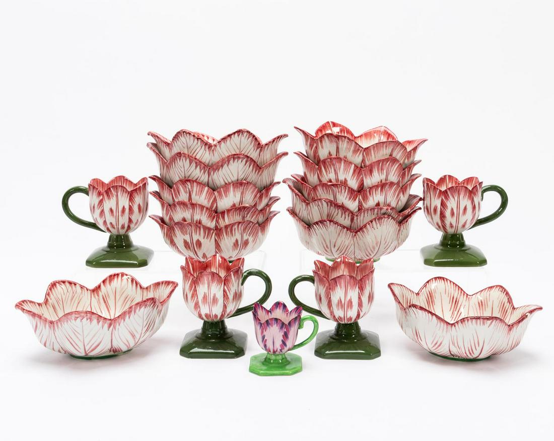 17 PCS, MOTTAHEDEH TULIP SHAPED CUPS AND BOWLS (1 of 8)
