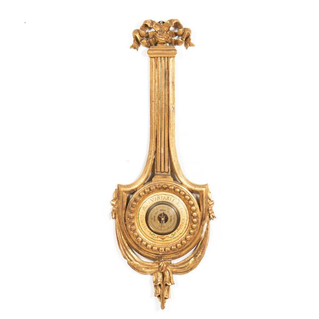 ITALIAN NEOCLASSICAL STYLE GILTWOOD WALL BAROMETER (1 of 6)
