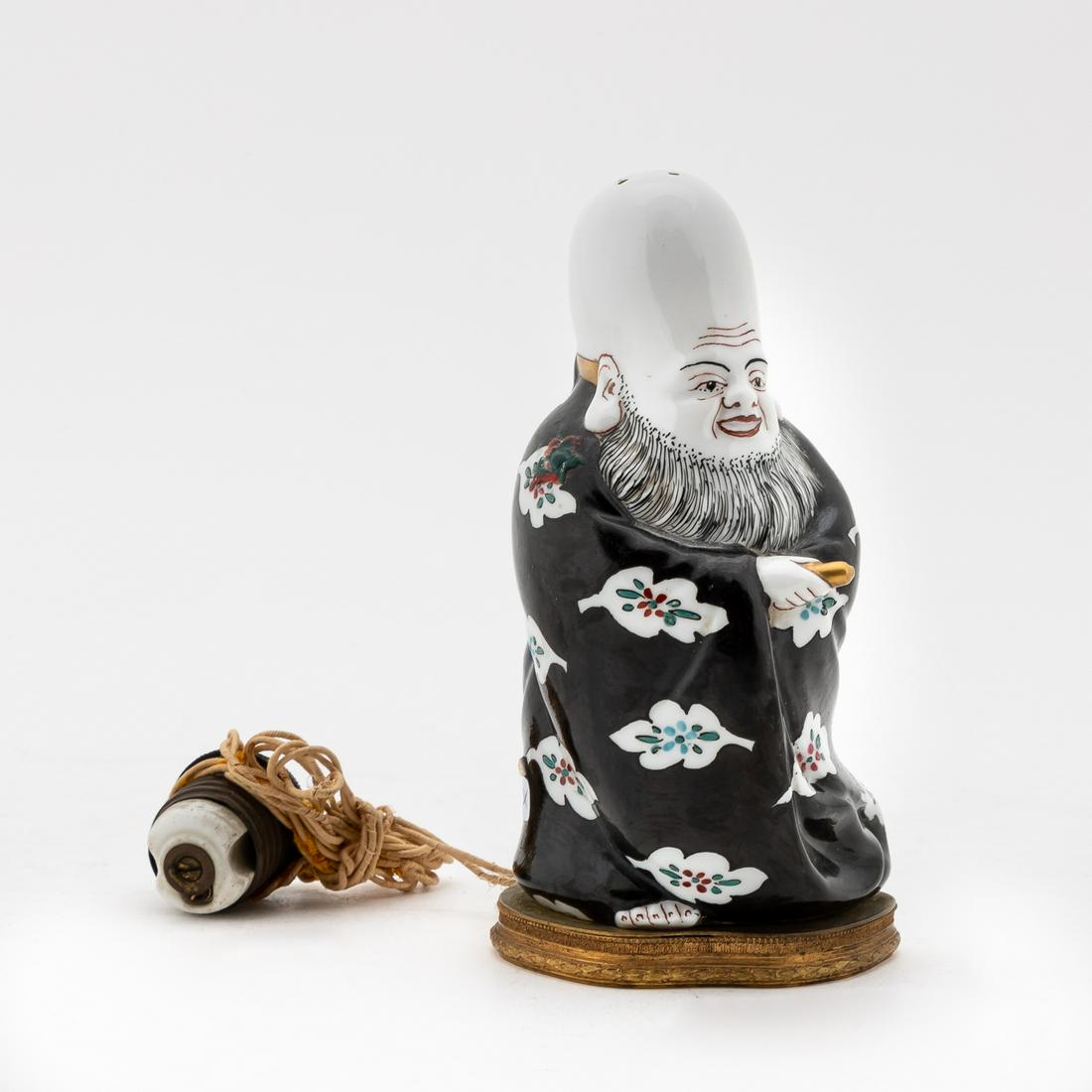FRENCH PORCELAIN FAMILLE NOIR FIGURAL NIGHT LIGHT (1 of 8)