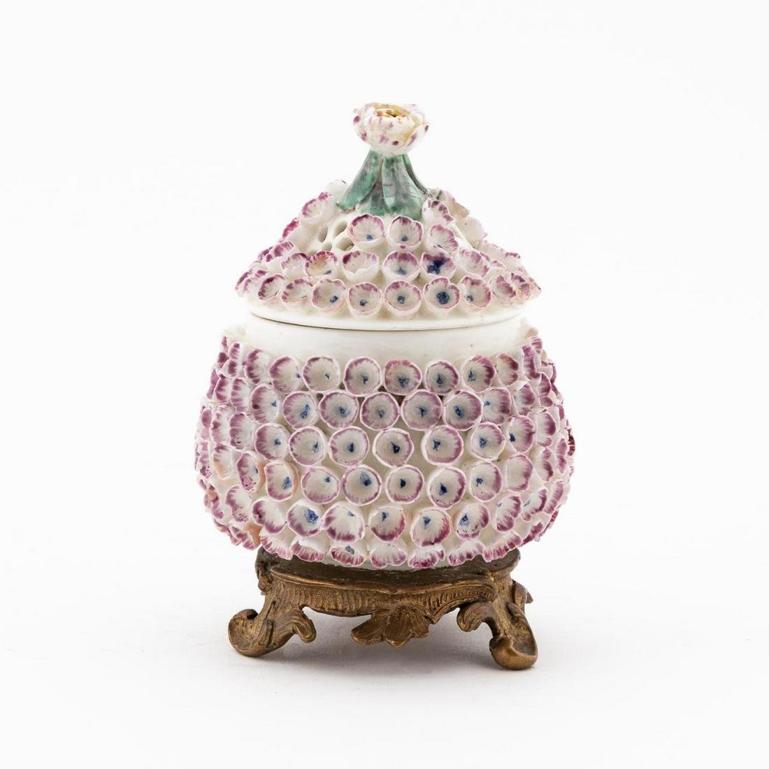L. 18TH C. MENNECY PORCELAIN & ORMOLU LIDDED JAR (1 of 6)