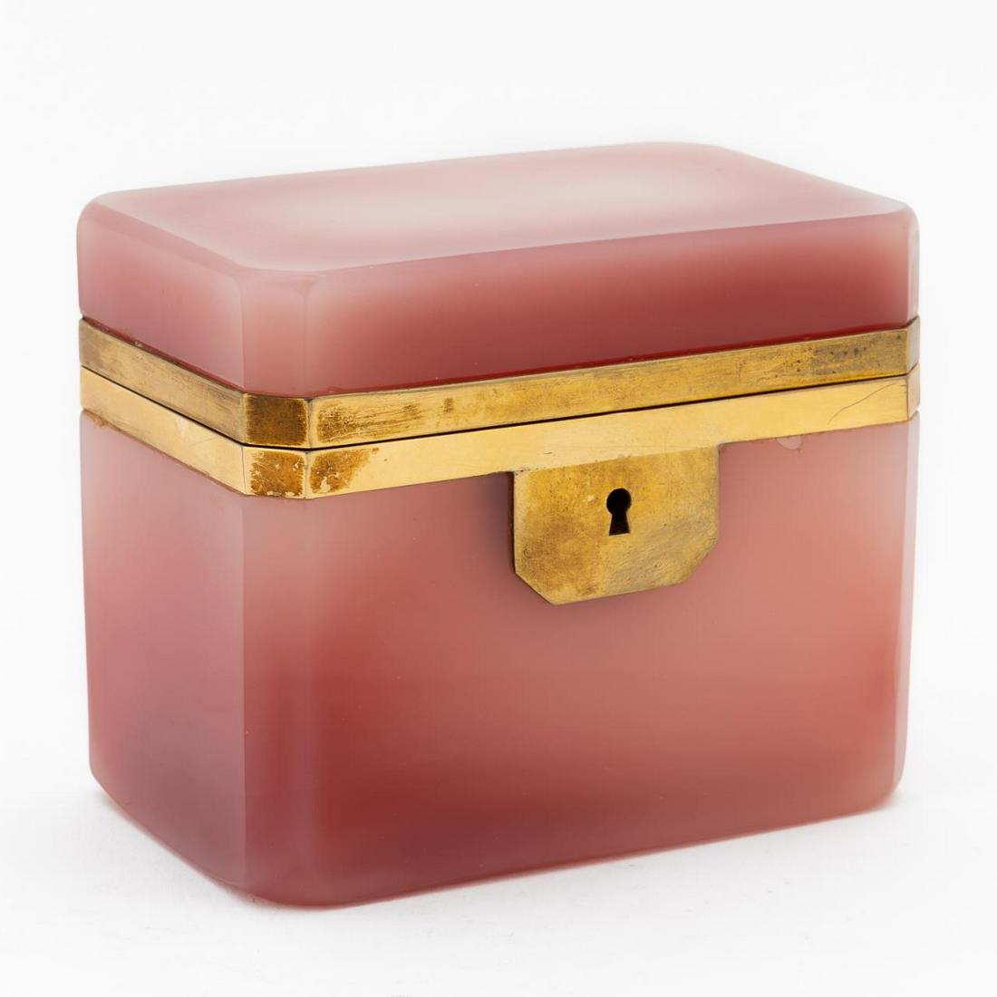 19TH/20TH C. FRENCH PINK OPALINE GLASS CASKET (1 of 7)