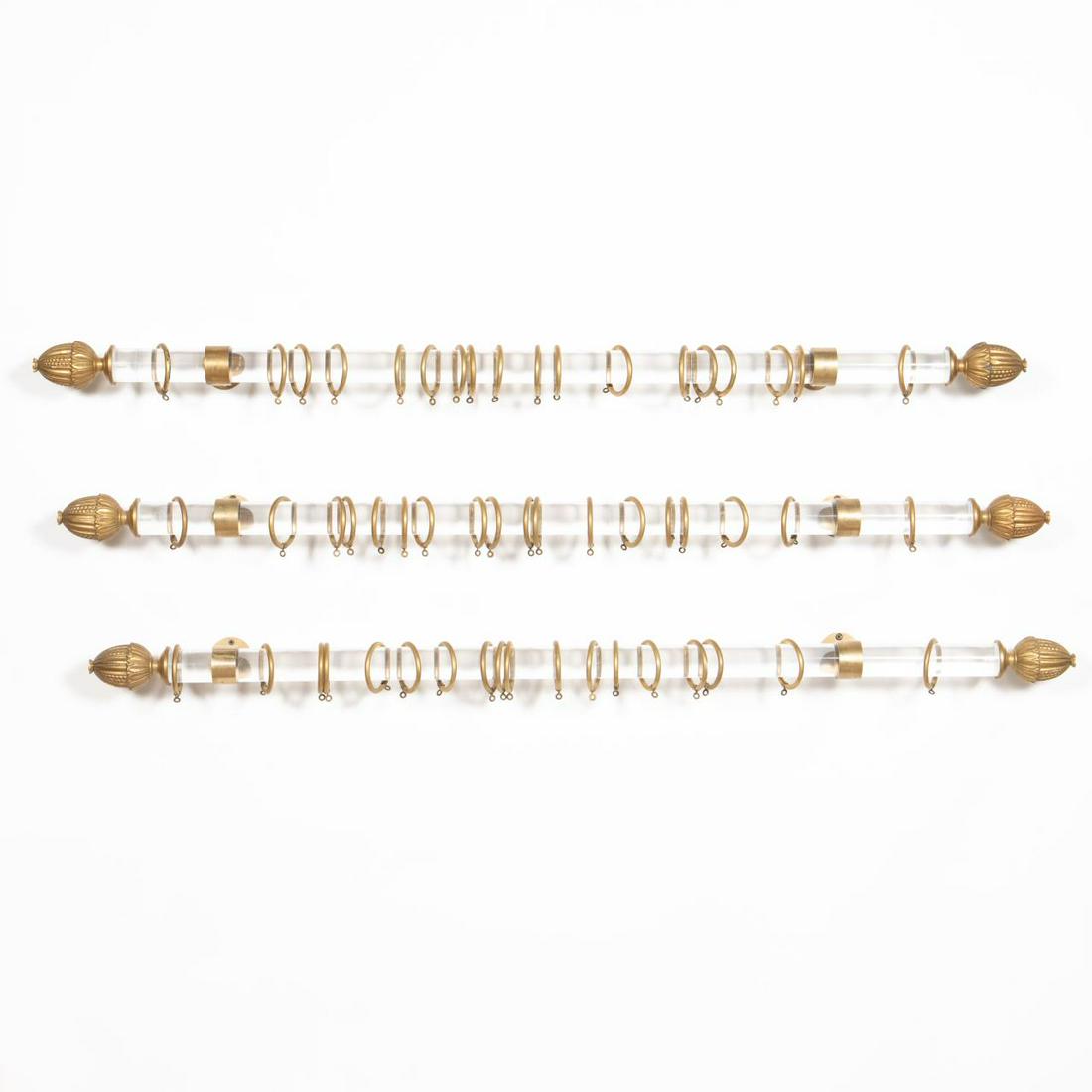 3 BRONZE & LUCITE DRAPERY RODS, FINIALS & RINGS (1 of 5)