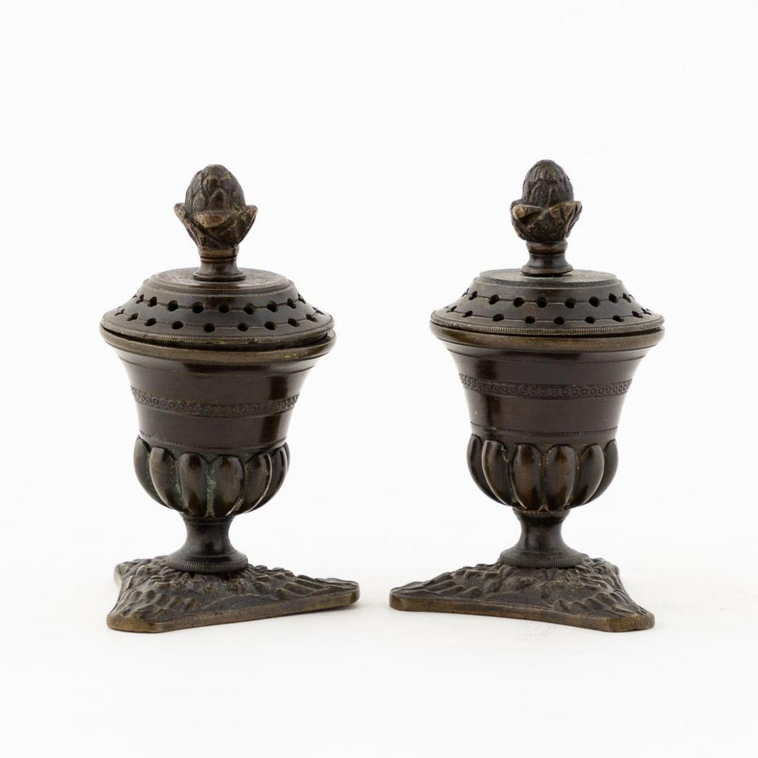 PAIR, 19TH C. REGENCY BRONZE URN-FORM PASTILLES (1 of 5)