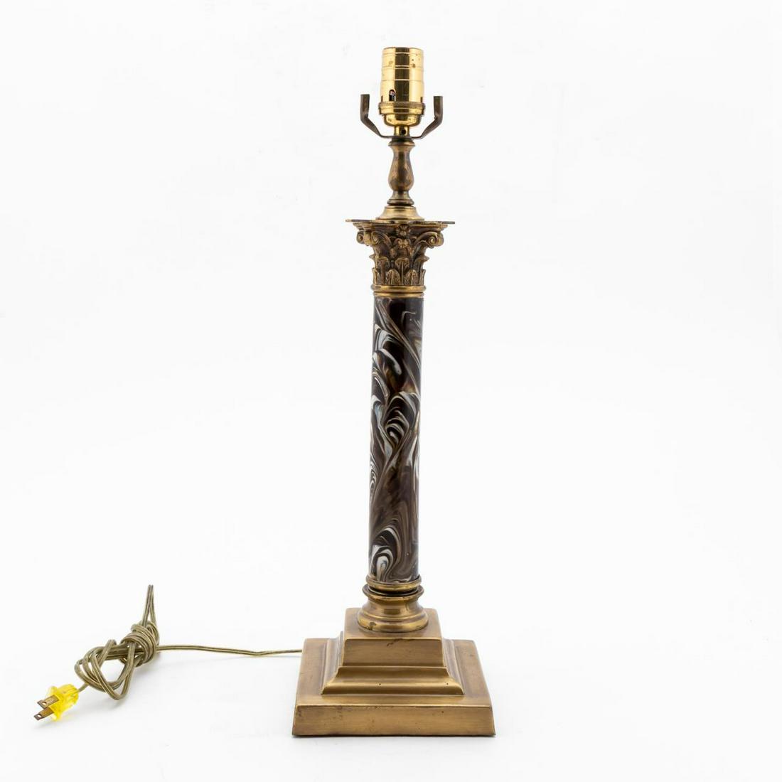 E. 20TH C. AGATE GLASS COLUMN-FORM TABLE LAMP (1 of 7)