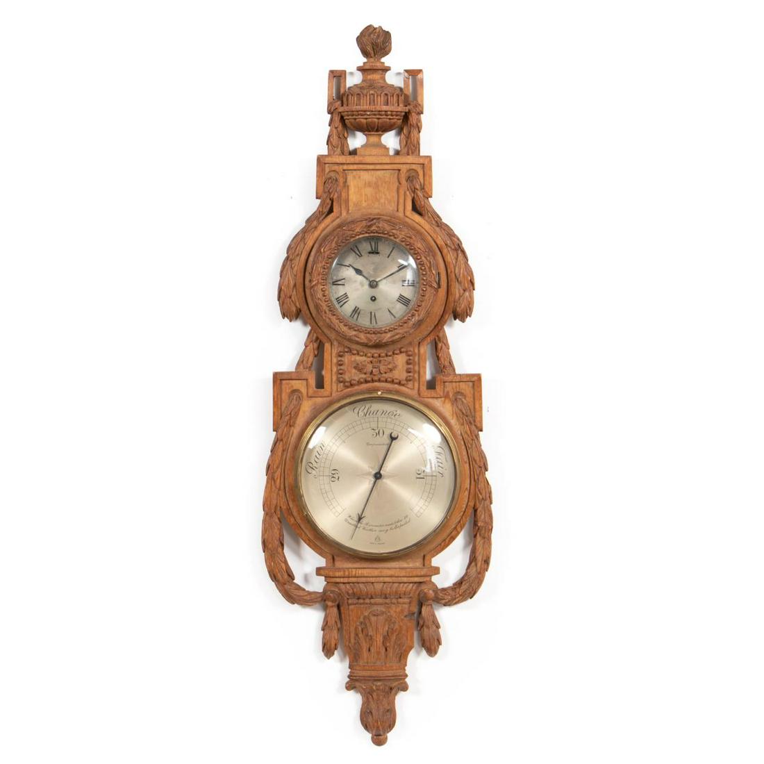 L. 19TH C NEOCLASSICAL STYLE CARVED BAROMETER CASE (1 of 5)