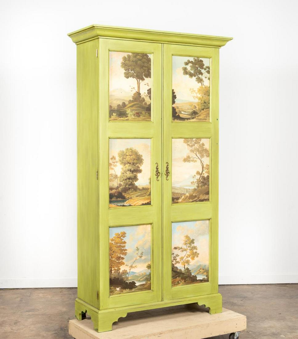 Green Painted Tall With Landscape Panels