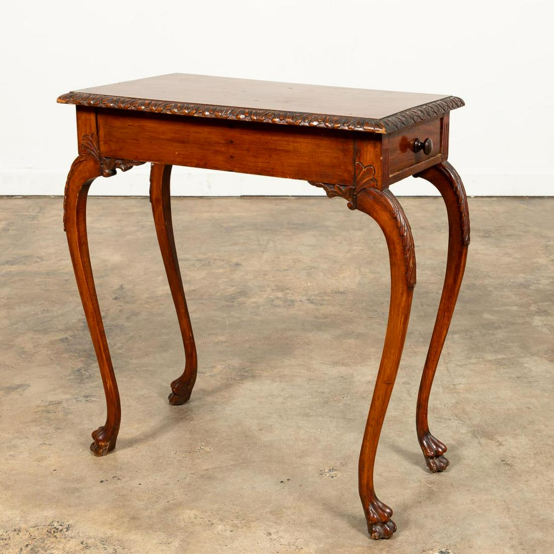 19TH C. GEORGE II STYLE DOUBLE PAW MAHOGANY TABLE (1 of 9)