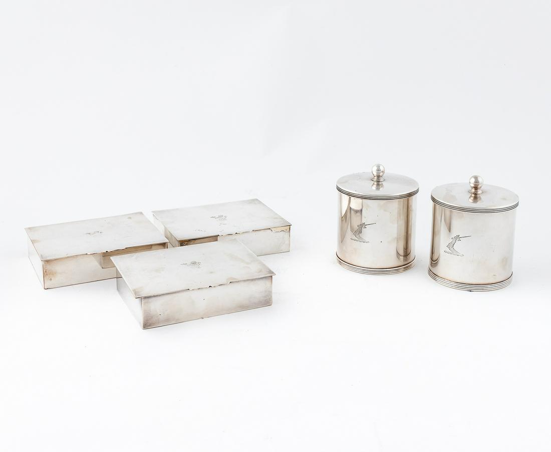 5 PCS, ENGLISH SILVERPLATE BOXES, BARKER BROTHERS (1 of 8)