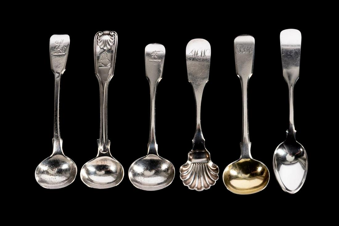 6 PCS, STERLING SILVER MASTER SALT SPOONS (1 of 7)