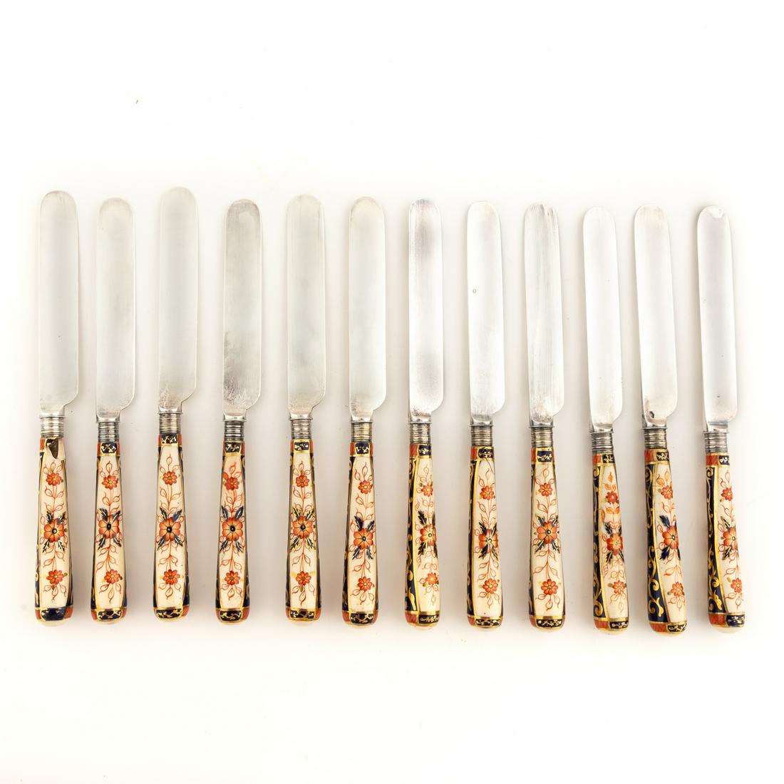 12 PCS, IMARI PATTERN HANDLED SILVERPLATE KNIVES (1 of 5)