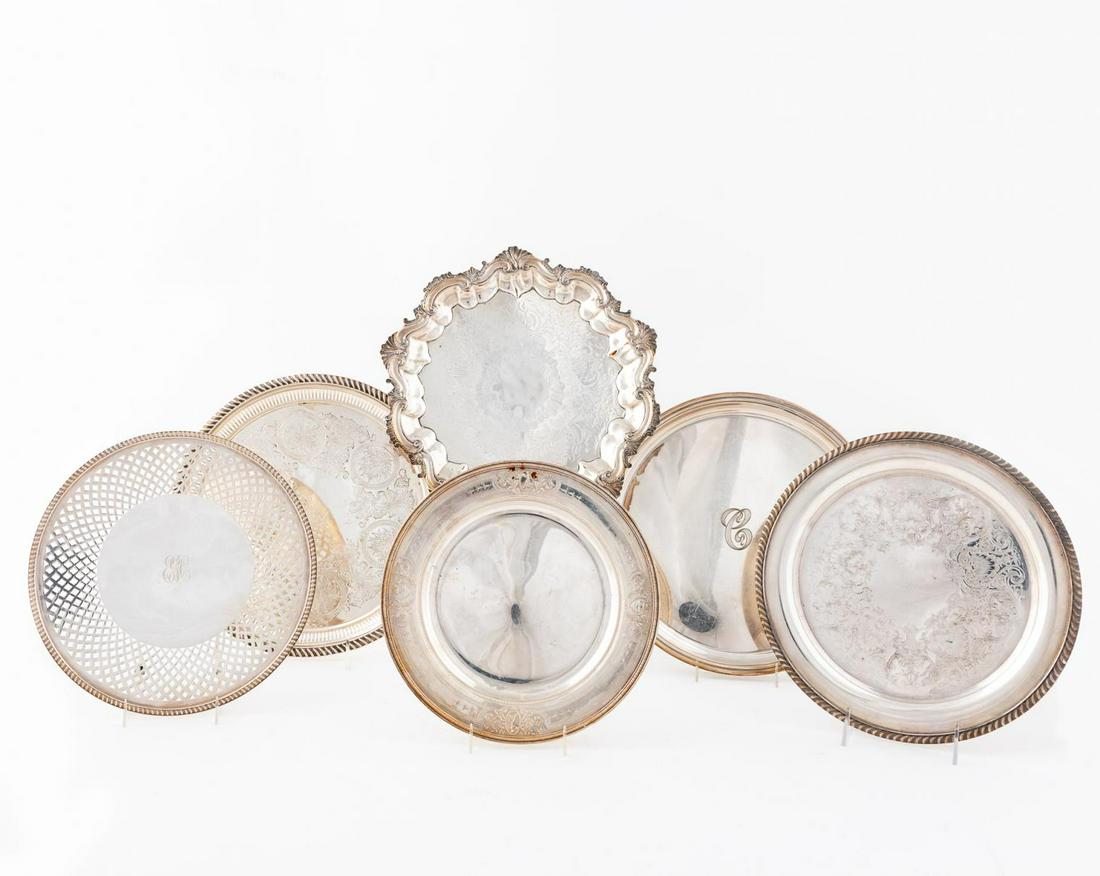 6 PCS, SILVERPLATE TRAYS, GORHAM & OTHERS (1 of 15)