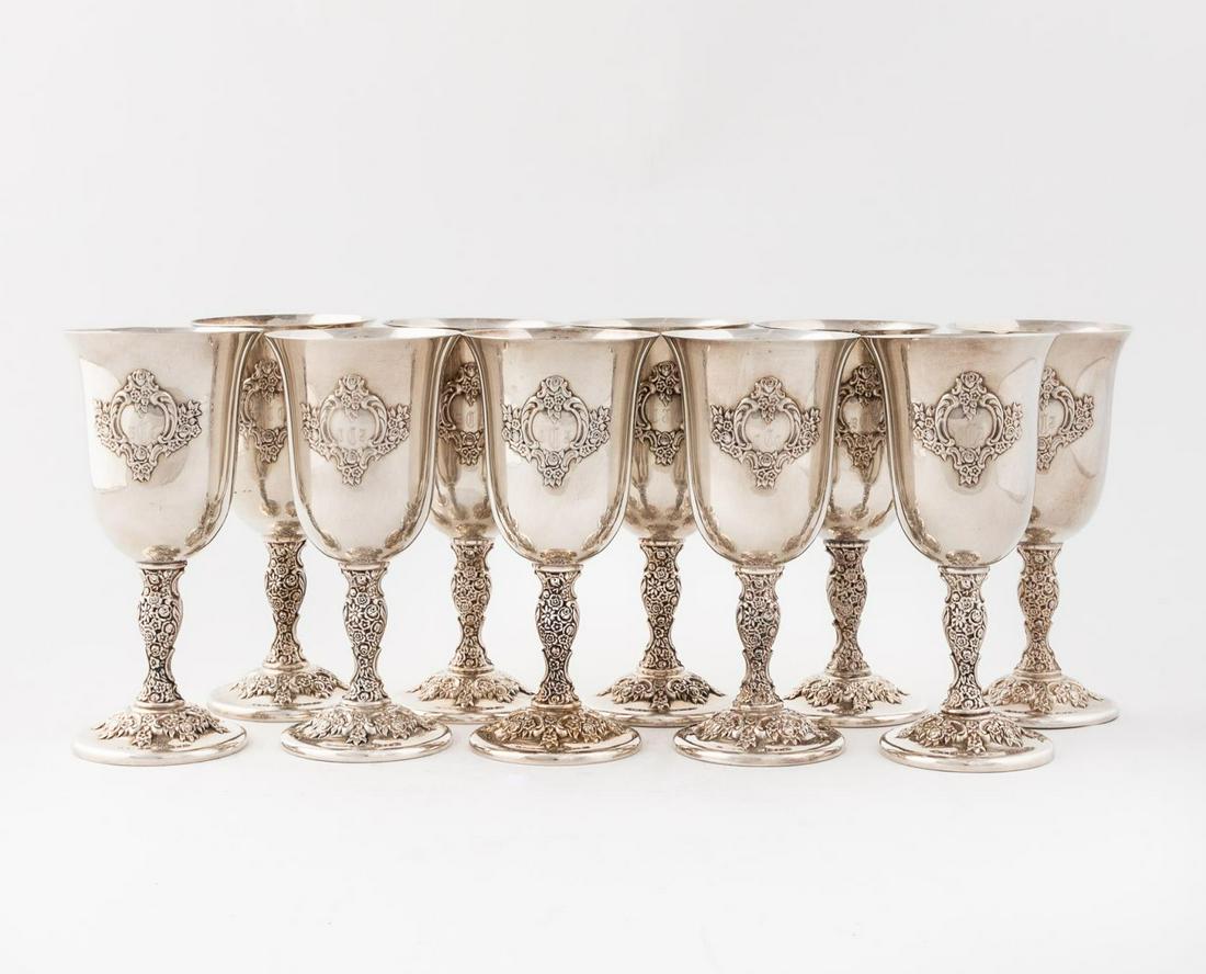 SET OF 10, AMERICAN SILVERPLATE GOBLETS (1 of 7)