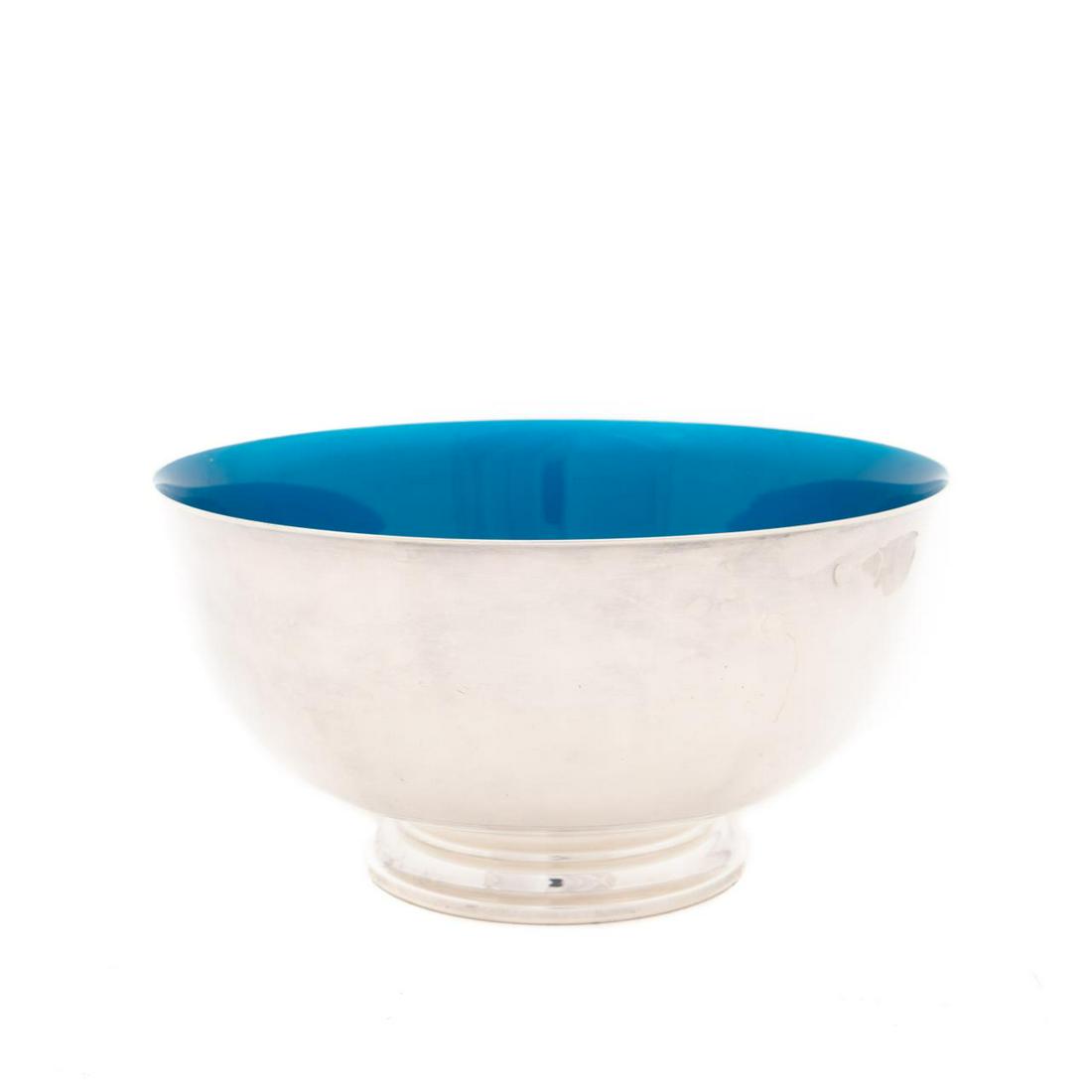 REED & BARTON SILVERPLATE BLUE ENAMELED BOWL (1 of 4)