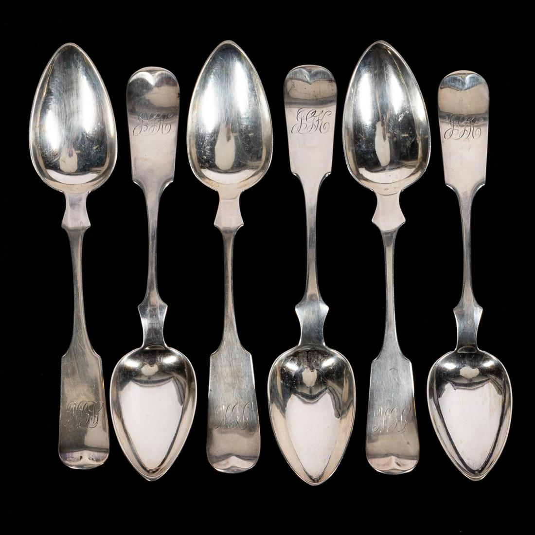 6 PCS, PHILADELPHIA COIN SILVER SERVING SPOONS (1 of 5)