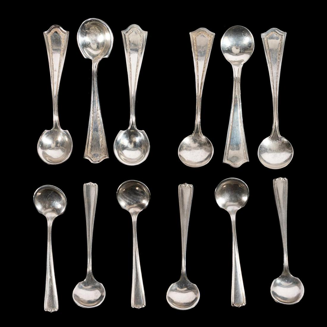 12PCS STERLING SILVER SALT SPOONS, SSMC & OTHERS (1 of 4)