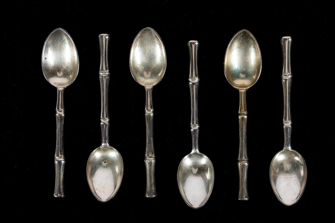 6 PCS, TIFFANY STERLING "BAMBOO" PATTERN SPOONS (1 of 5)