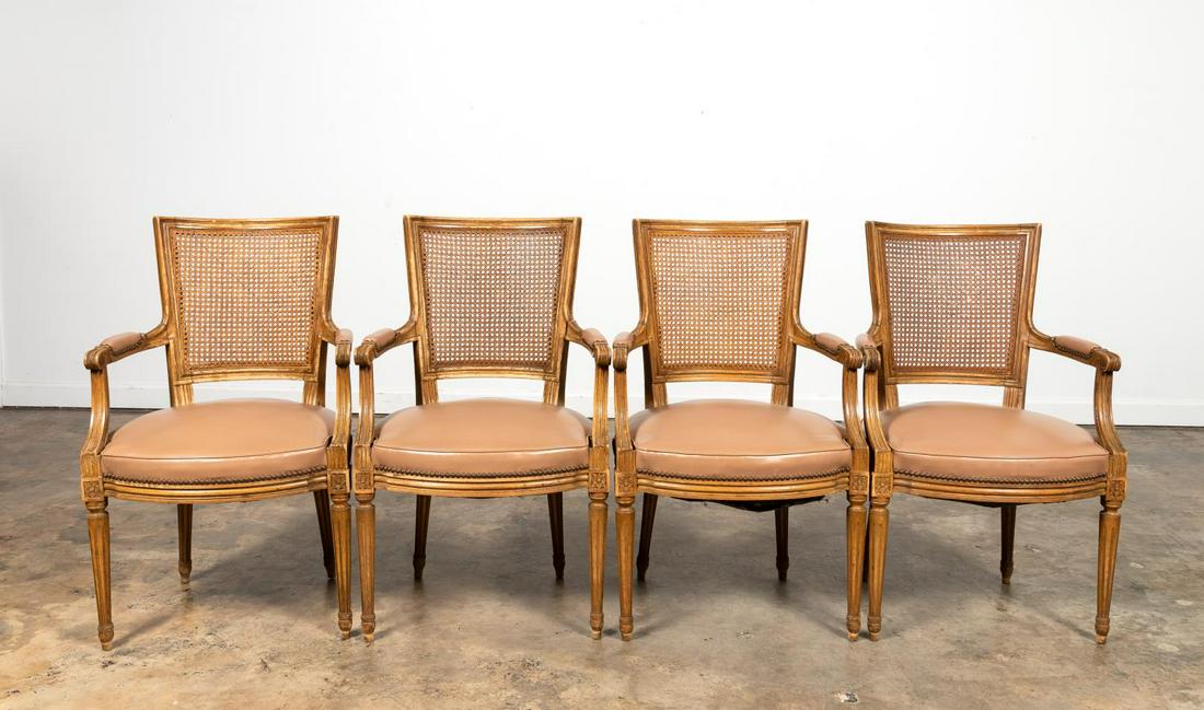 SET 4, NEOCLASSICAL STYLE CANED ARMCHAIRS (1 of 5)