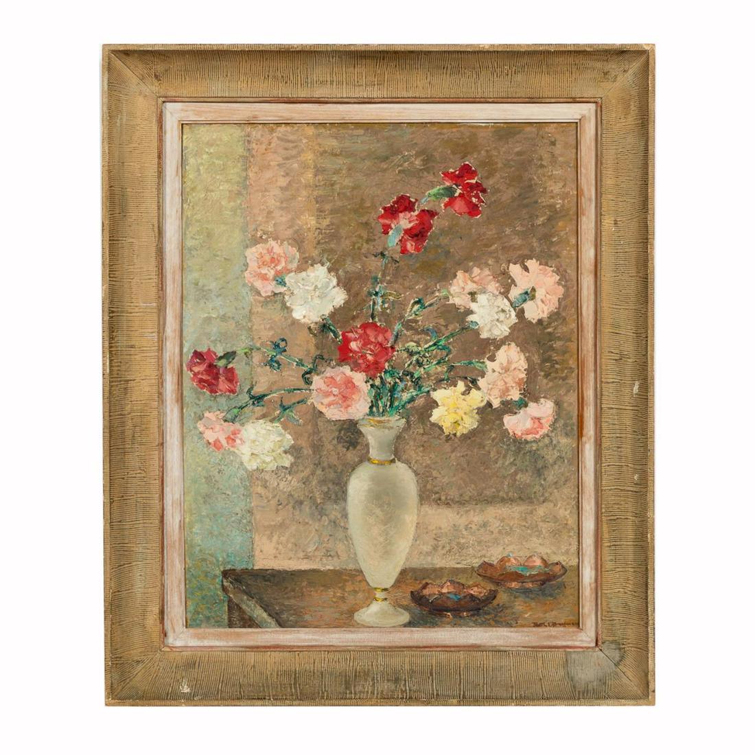 RUTH HOFFMAN, FLORAL STILL LIFE OIL ON CANVASBOARD (1 of 3)