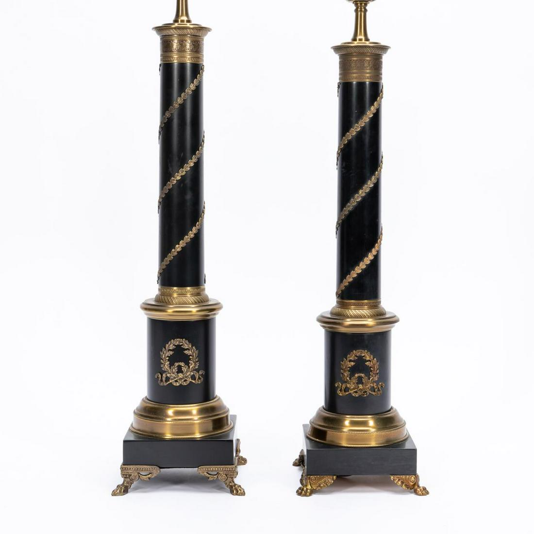 NEAR PR., EBONZED EMPIRE STYLE COLUMN-FORM LAMPS (1 of 5)