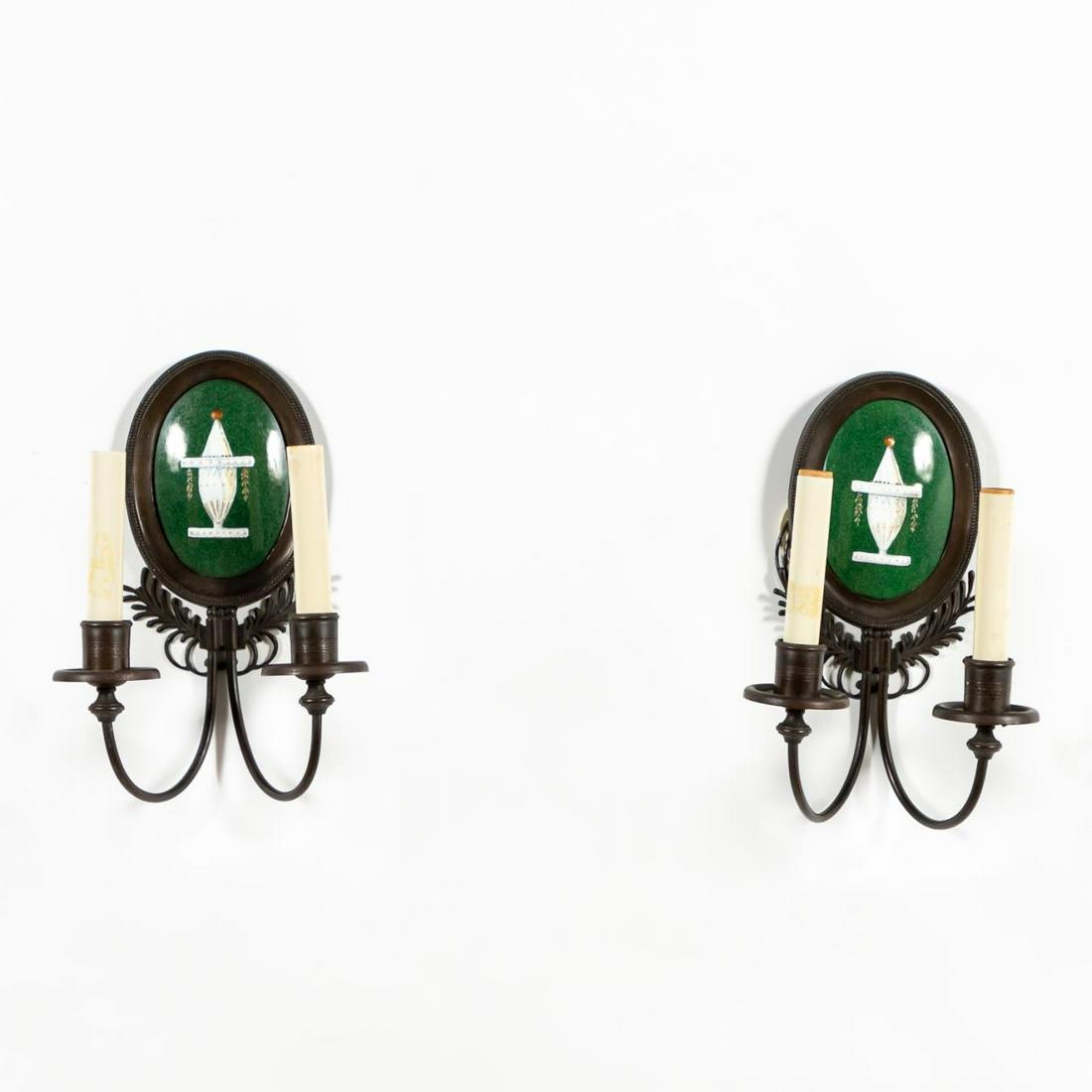 PR., E.F. CALDWELL NEOCLASSICAL ENAMELED SCONCES (1 of 6)