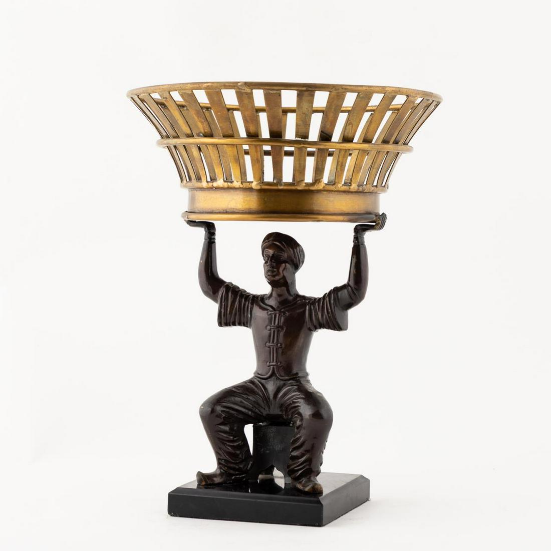 BRONZE CHINOISERIE FIGURAL CENTERPIECE BASKET (1 of 5)