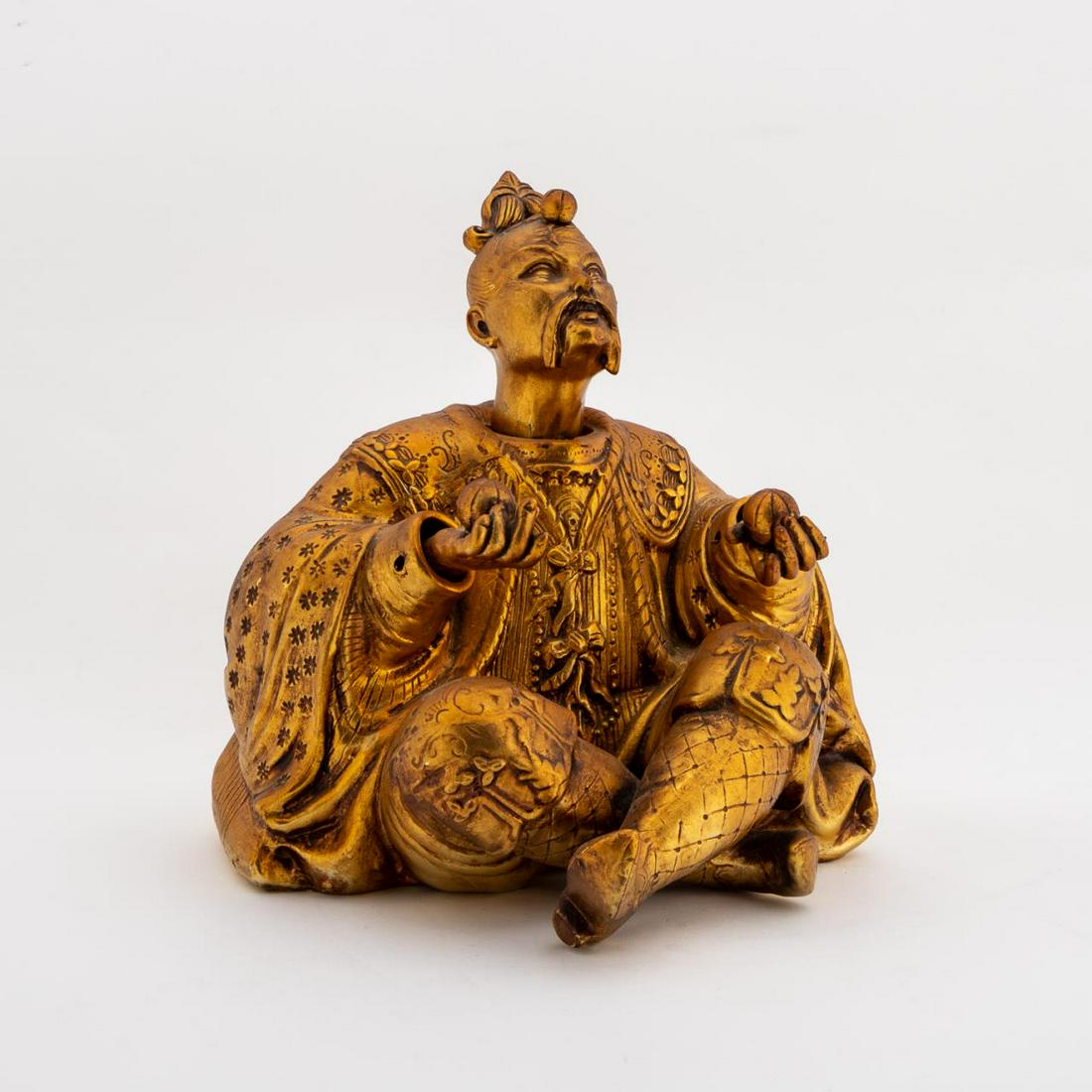 SEATED GILT CHINOISERIE NODDER FIGURE (1 of 7)