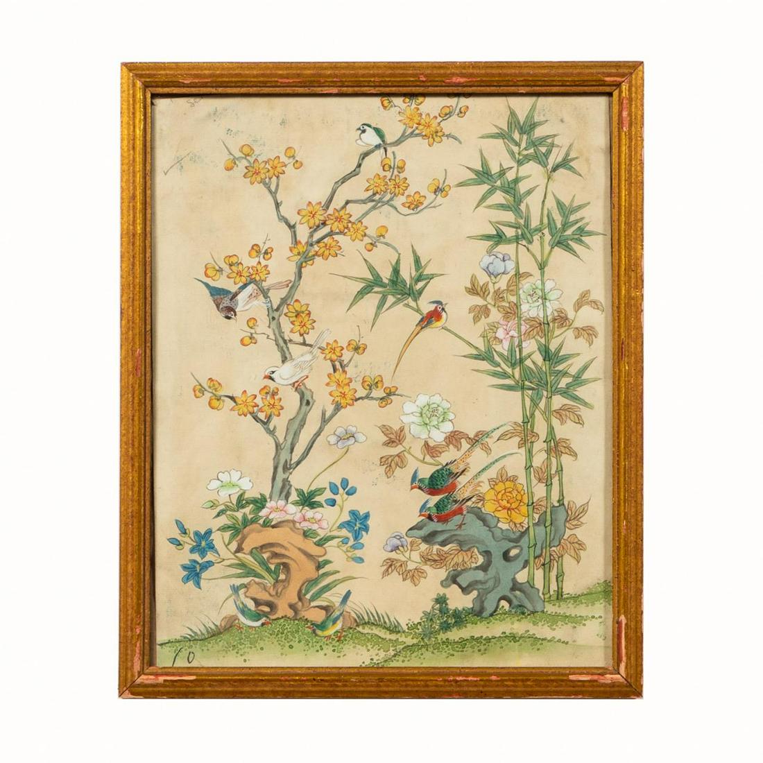 CHINOISERIE WALLPAPER DESIGN WATERCOLOR, FRAMED (1 of 4)