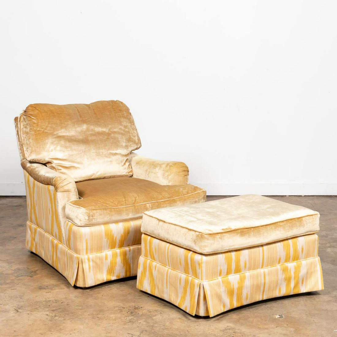 IKAT PATTERN UPHOLSTERED CLUB CHAIR & OTTOMAN (1 of 4)