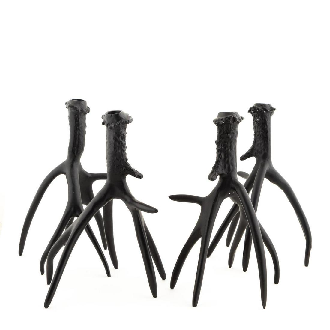 SET FOUR BRONZE-TONE ANTLER-FORM CANDLESTICKS (1 of 4)