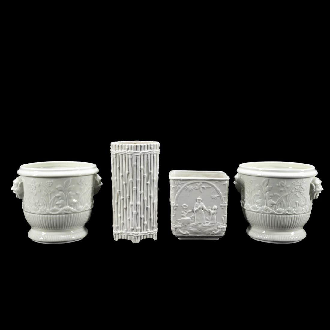 4 PC, WHITE CERAMIC DECORATIVE OBJECTS, MOTTAHEDEH (1 of 10)