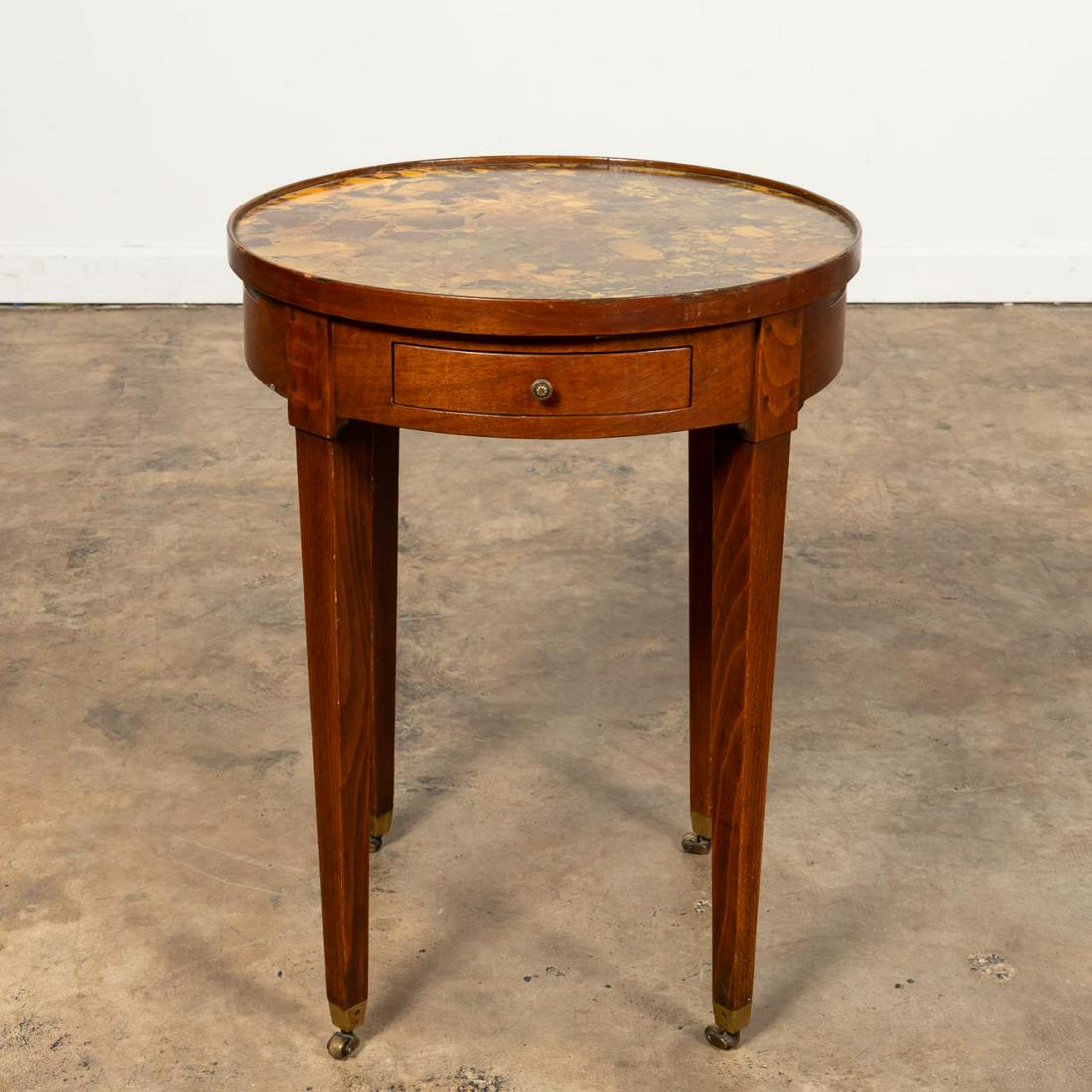 BAKER FRUITWOOD GUERIDON TABLE WITH FAUX MARBLE (1 of 8)