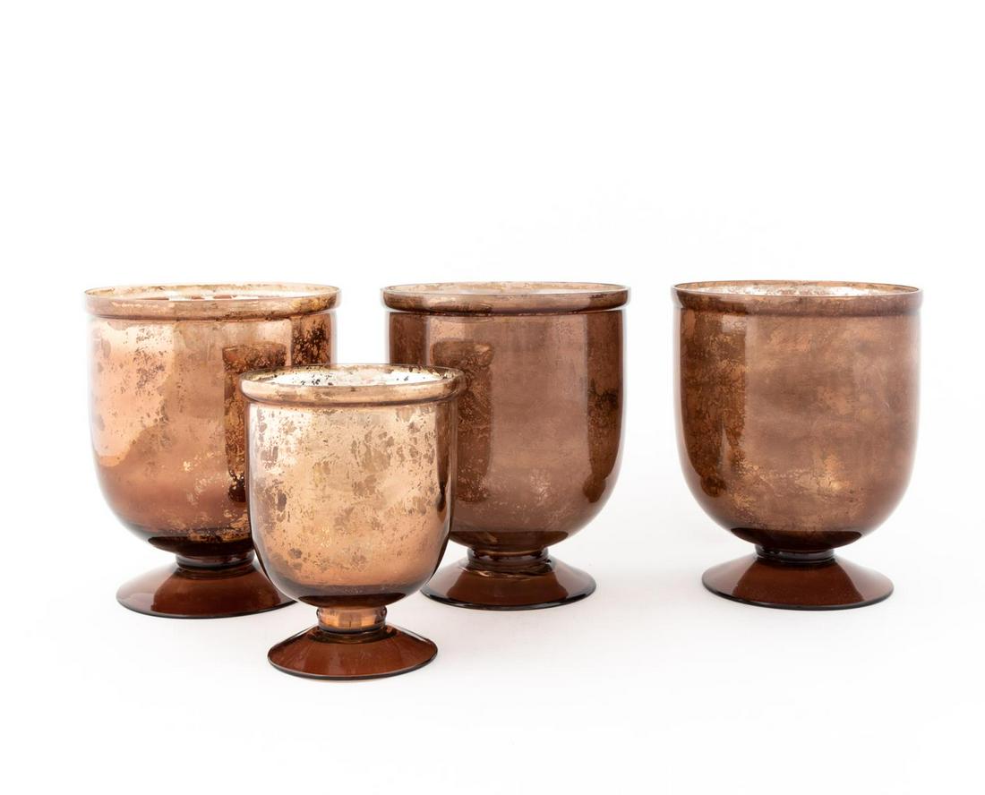 4 PCS SMOKED MERCURY GLASS STYLE HURRICANES (1 of 5)