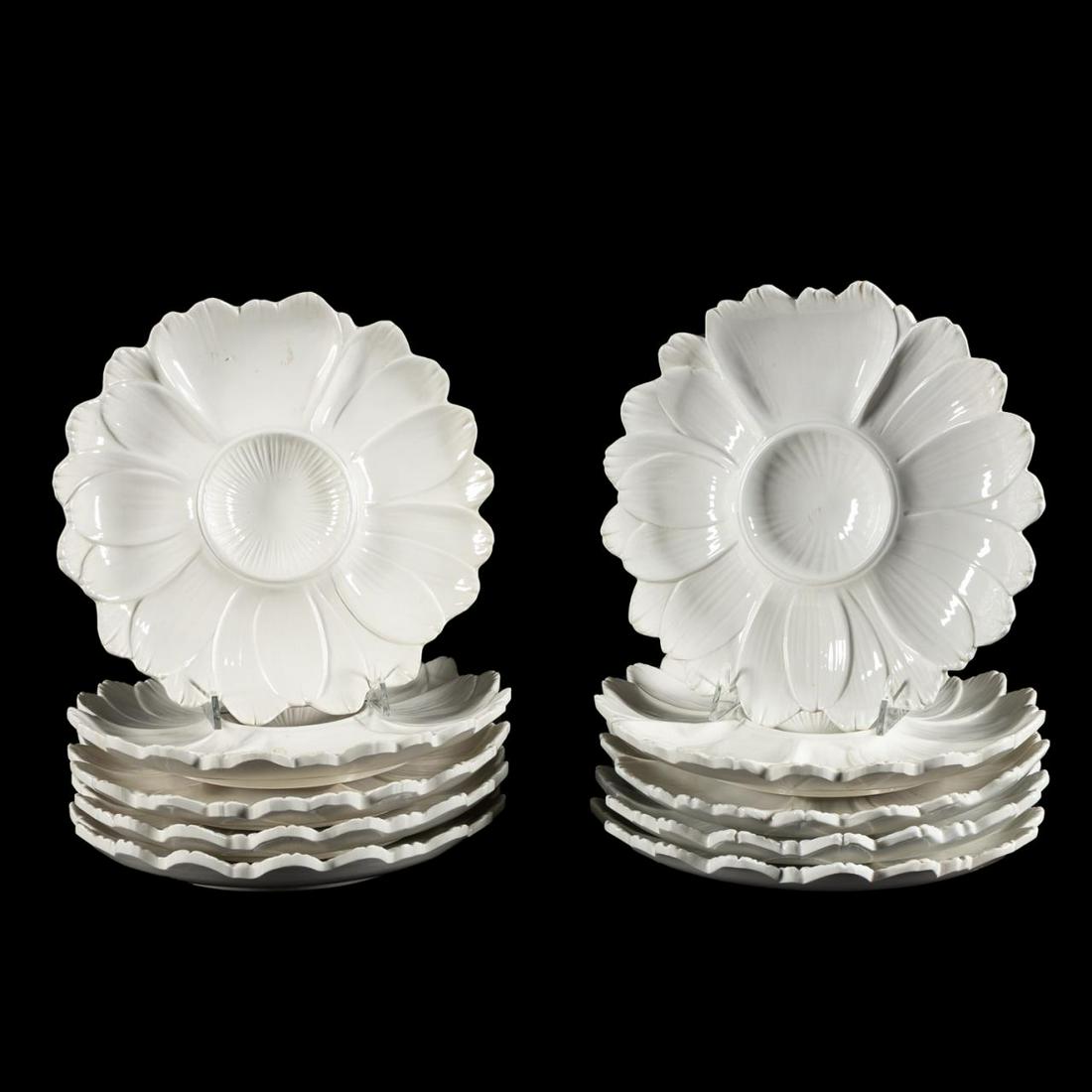 SET OF TEN WHITE CERAMIC ARTICHOKE PLATES (1 of 4)