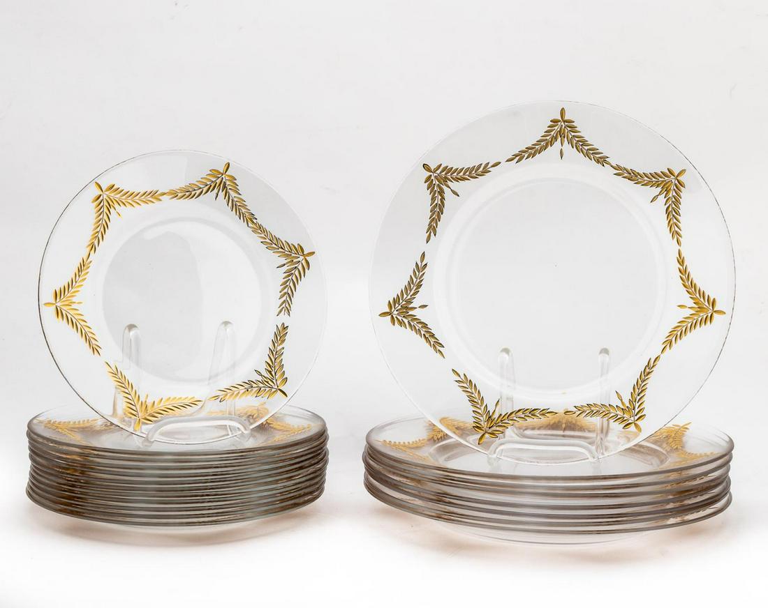 GILT ACCENTED GLASS SWAG MOTIF PLATES, 20PCS (1 of 4)