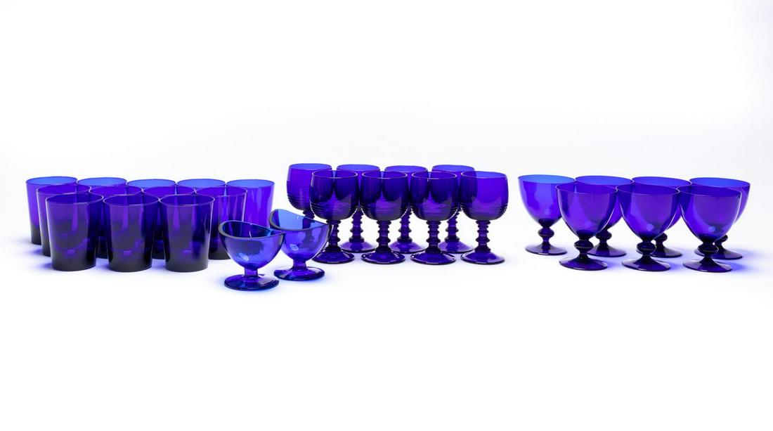 29 PCS, COBALT BLUE GLASSWARE, TUMBLERS & GOBLETS (1 of 6)