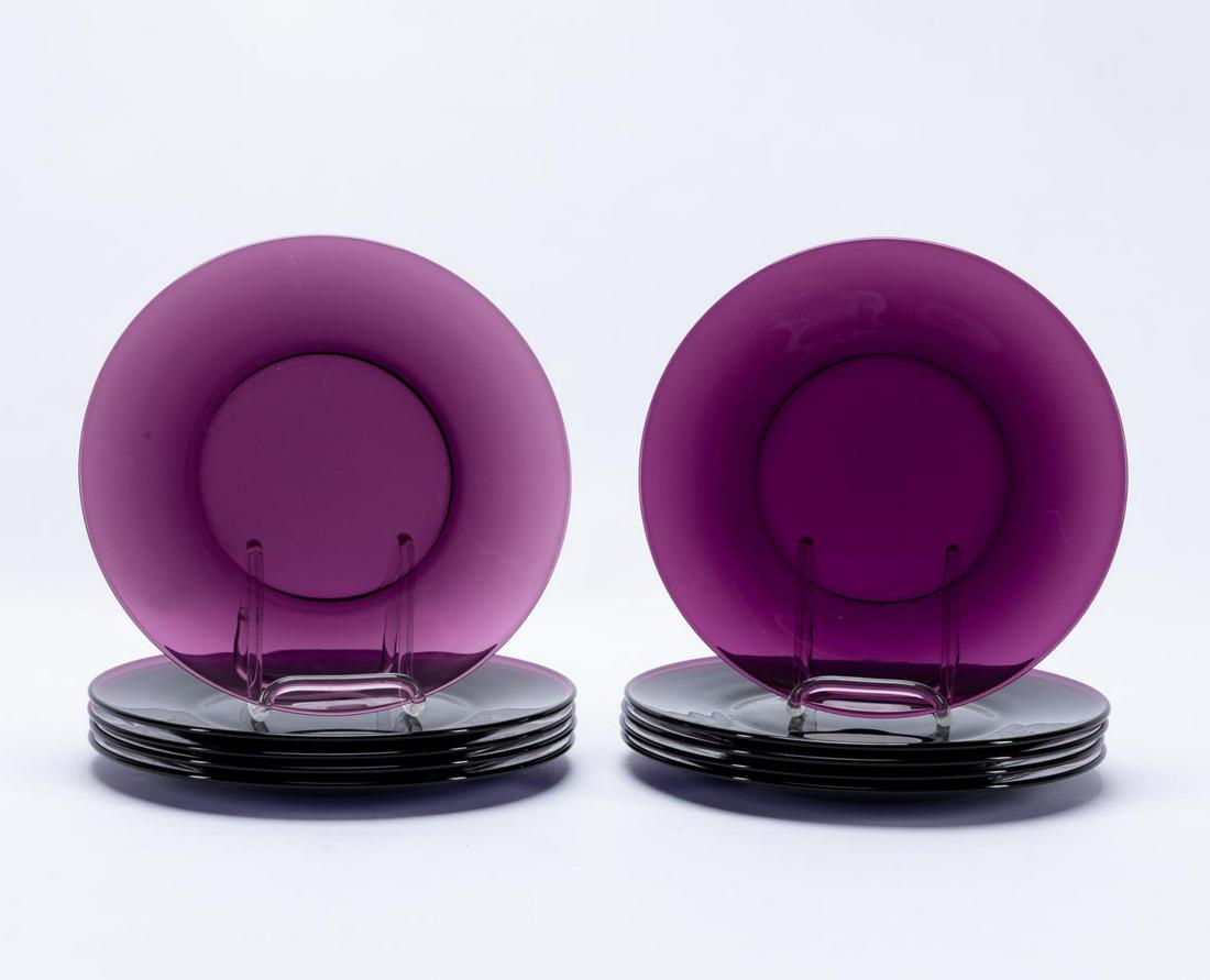 10 PCS, AMETHYST CRYSTAL LUNCHEON PLATES (1 of 2)