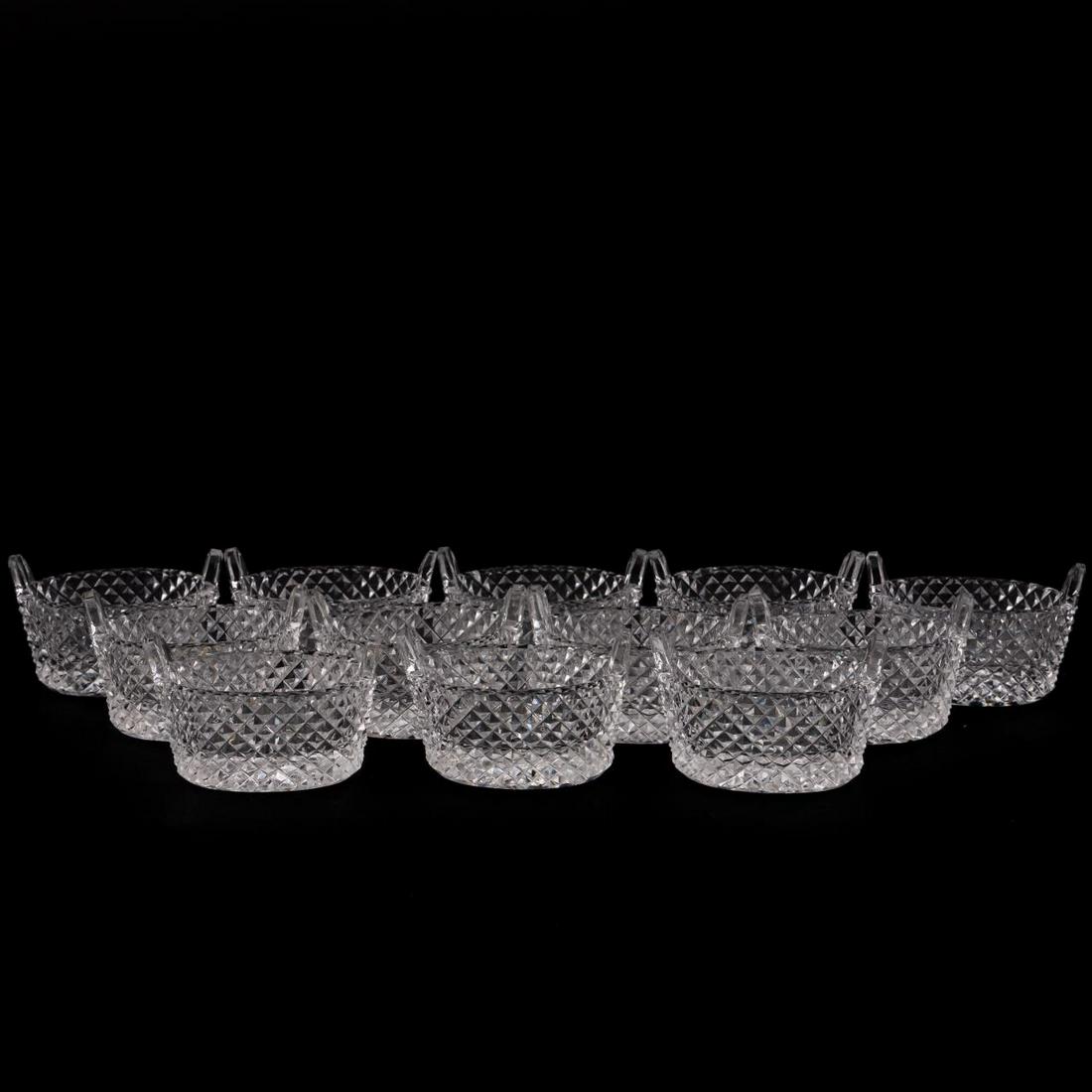 SET, 12 CUT GLASS BASKET-FORM SALT CELLARS (1 of 4)