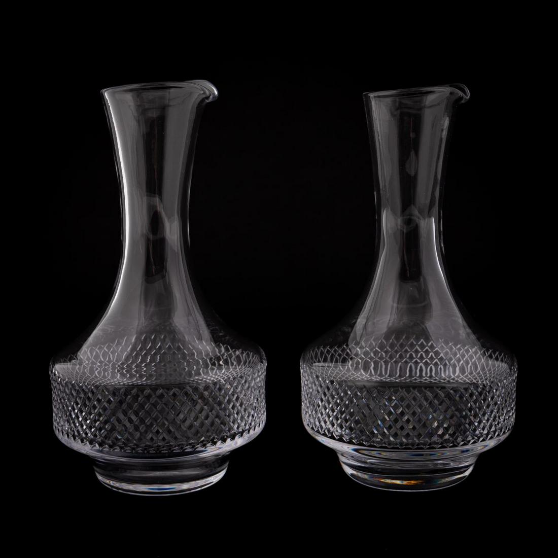 PAIR, KOSTA-BODA DIAMOND PATTERN CRYSTAL CARAFES (1 of 7)