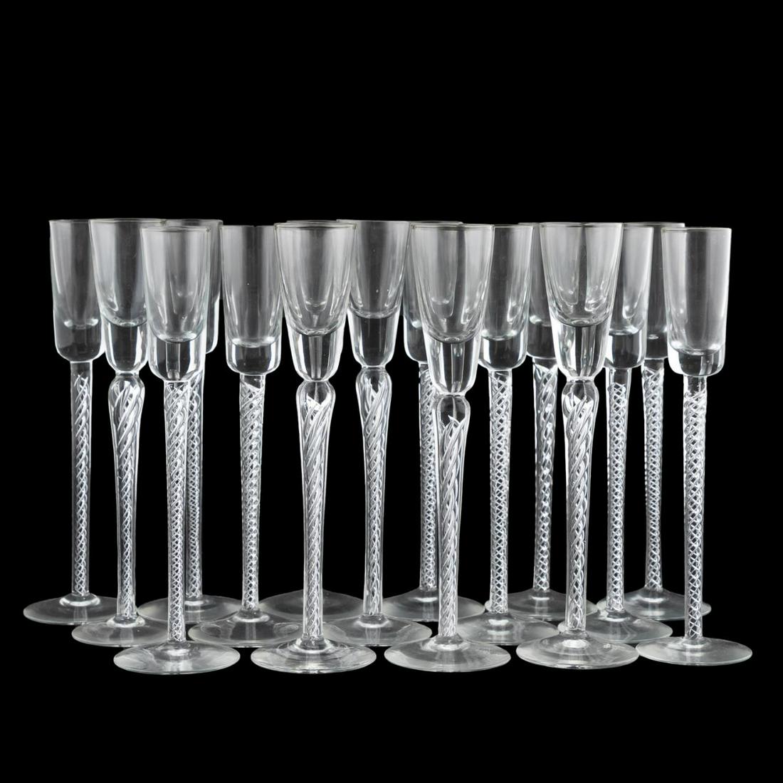 SET OF SIXTEEN AIR TWIST STEM CORDIAL GLASSES (1 of 6)