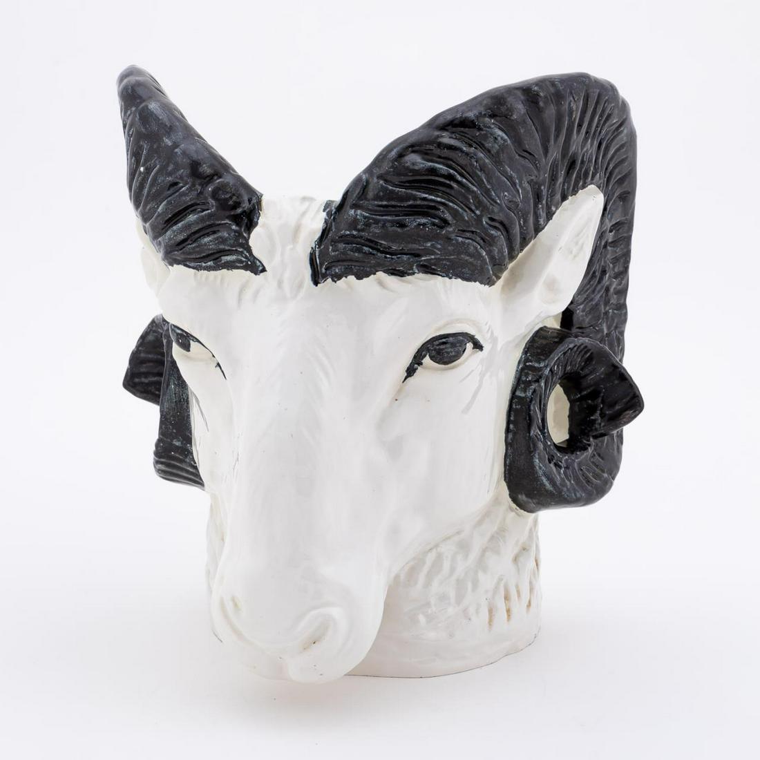 NEIMAN MARCUS RAMS HEAD POTTERY CACHEPOT (1 of 6)