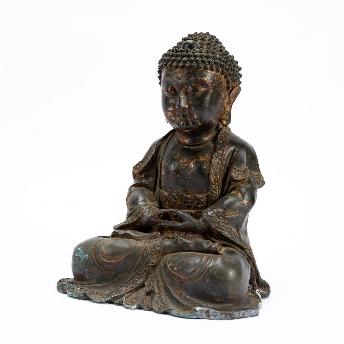 CHINESE PARCEL GILT BRONZE SEATED BUDDHA (1 of 6)