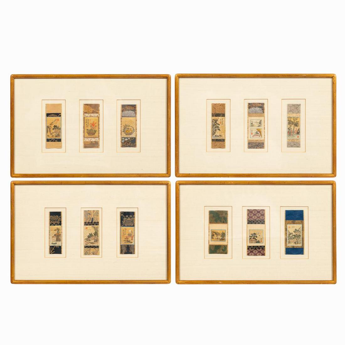 4 FRAMED, ASIAN SCHOOL MINIATURE PAINTED SCROLLS (1 of 4)