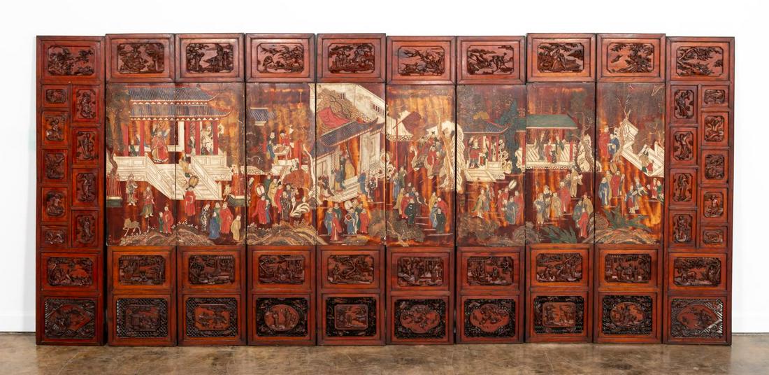 10 PANEL CHINESE FIGURAL & LANDSCAPE FLOOR SCREEN (1 of 11)