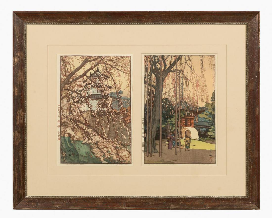 2 HIROSHI YOSHIDA WOODBLOCKS, FRAMED TOGETHER (1 of 7)