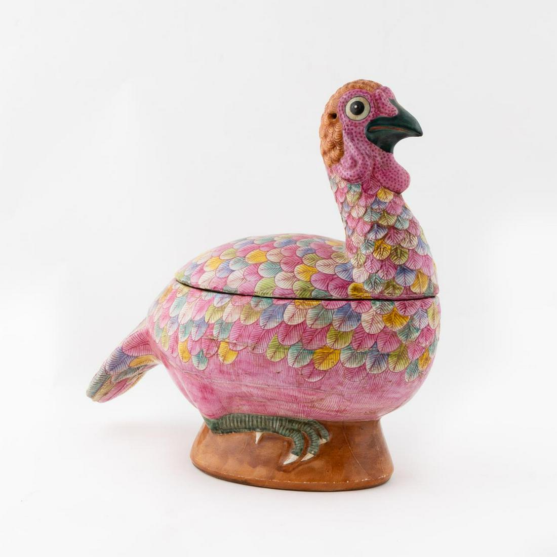 CHINESE EXPORT PORCELAIN FAMILLE ROSE BIRD TUREEN (1 of 5)