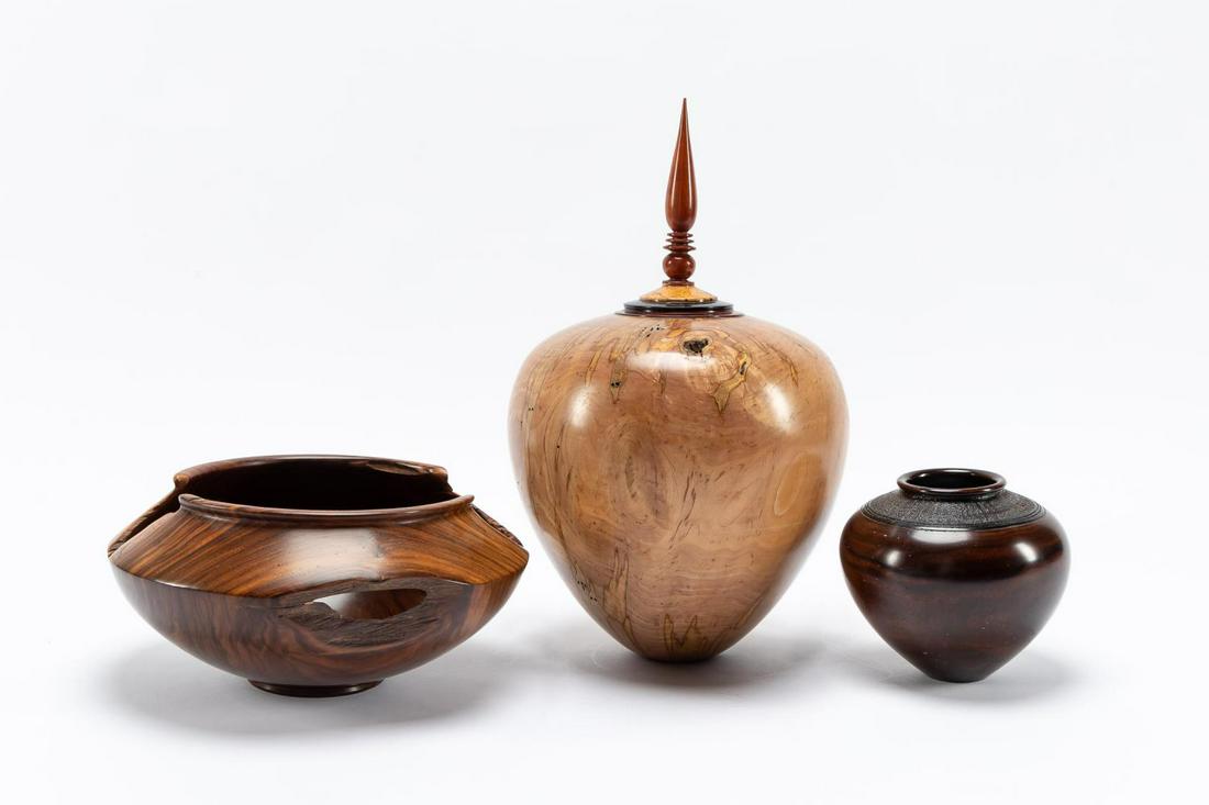 3 PCS TURNED WOOD BOWLS, MENDEZ & MATTHEW HATALA (1 of 10)