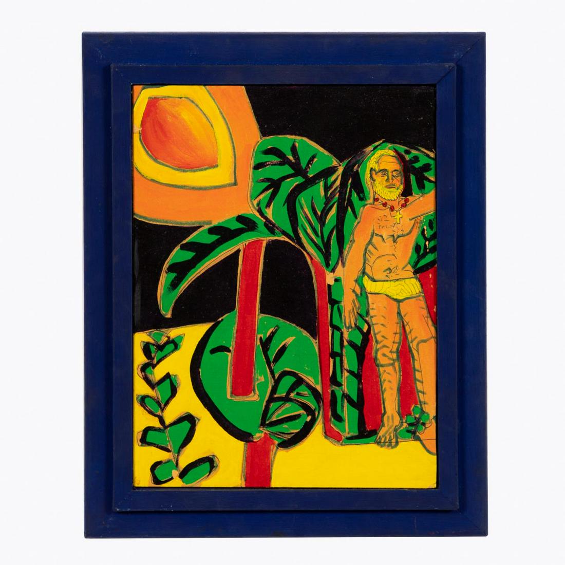 LARRY CONNATSER, MAN IN TROPICAL LANDSCAPE ACRYLIC (1 of 3)