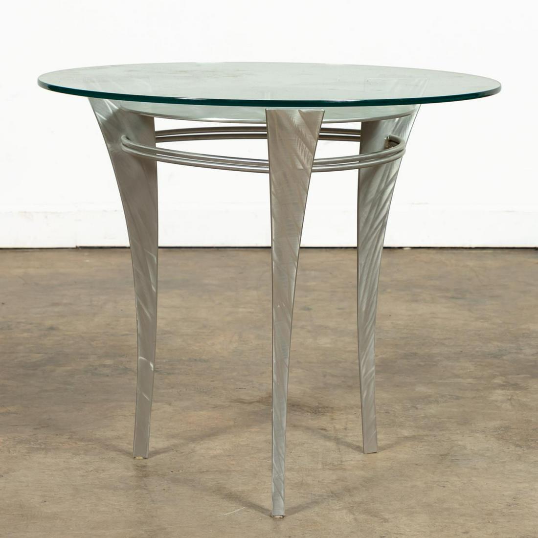 PAUL FREUNDT "CORBIN" TABLE ALUMINUM & GLASS, 1998 (1 of 4)